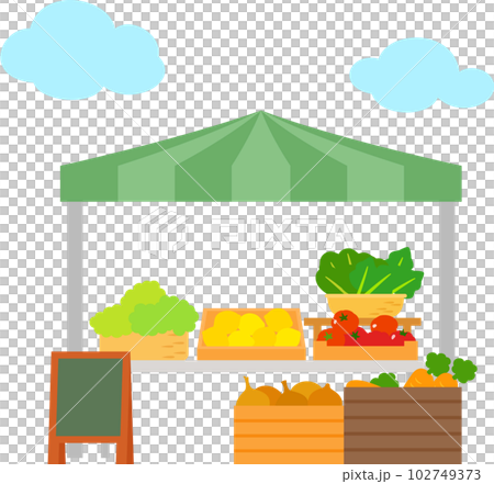 マルシェの野菜販売のテント 102749373