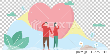 Man catches hand woman. Couple of love design for winter season. Vector illustration in flat style. 102751916