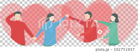 Love triangle or square. Vector illustration in flat style for winter season. 102751937