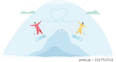Lover plays ice skating. Scene is designed for winter season. Illustration is in flat style. 102752518