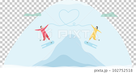 Lover plays ice skating. Scene is designed for winter season. Illustration is in flat style. 102752518