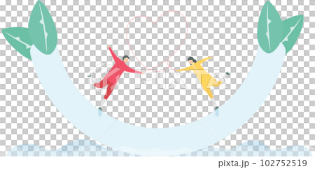 Lovers play ice skating. Scene is designed for winter season. Illustration is in flat style. Lovers play ice skating. Scene is designed for winter season. Illustration is in flat style. 102752519