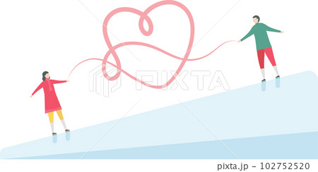 Lover plays ice skating. Scene is designed for winter season. Illustration is in flat style. 102752520
