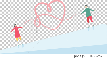Lover plays ice skating. Scene is designed for winter season. Illustration is in flat style. 102752520