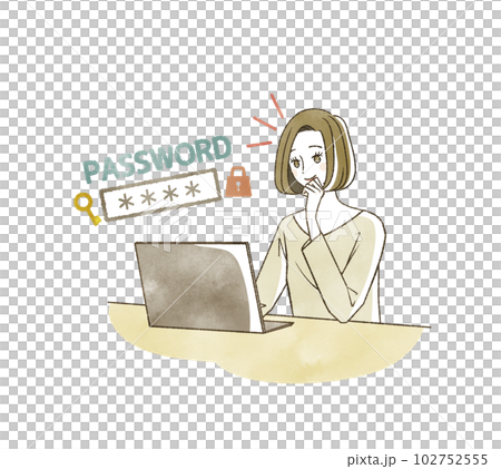 A woman entering a computer password A woman entering a computer password 102752555