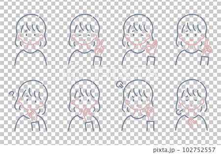 シンプルな女性のイラストセット シンプルな女性のイラストセット 102752557