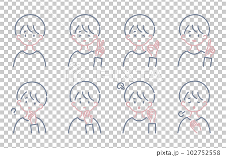 シンプルな人物のイラストセット 102752558