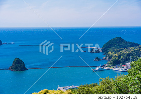 （静岡県）寝姿山展望台から眺める下田港 102754519