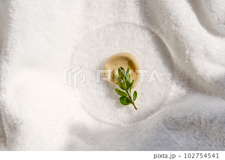 Swatch peeling on the background of the towel. 102754541