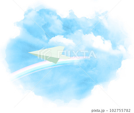 虹の上を飛ぶ紙飛行機 円形フレーム 虹の上を飛ぶ紙飛行機 円形フレーム 102755782