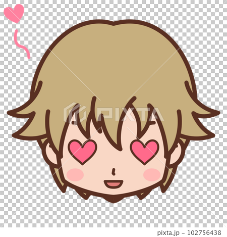 顔・表情アイコン(目がハートマークになる)/男性・若い【5】 顔・表情アイコン(目がハートマークになる)/男性・若い【5】 102756438