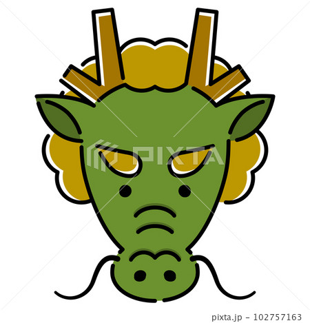 龍の顔のイラスト（縁取り線付きカラー） 102757163