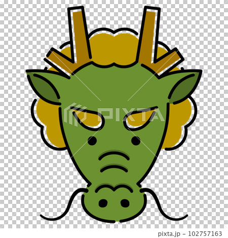 龍の顔のイラスト（縁取り線付きカラー） 102757163