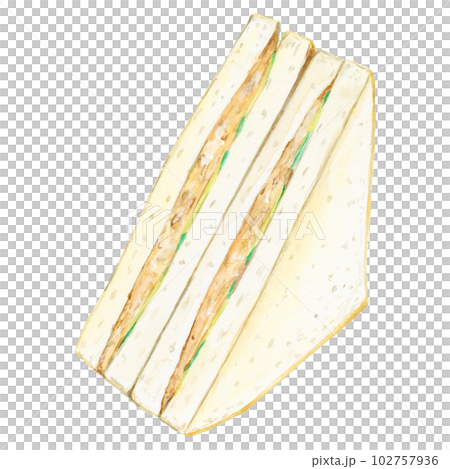 手描き水彩の美味しそうなツナときゅうりのサンドイッチのイラスト 手描き水彩の美味しそうなツナときゅうりのサンドイッチのイラスト 102757936