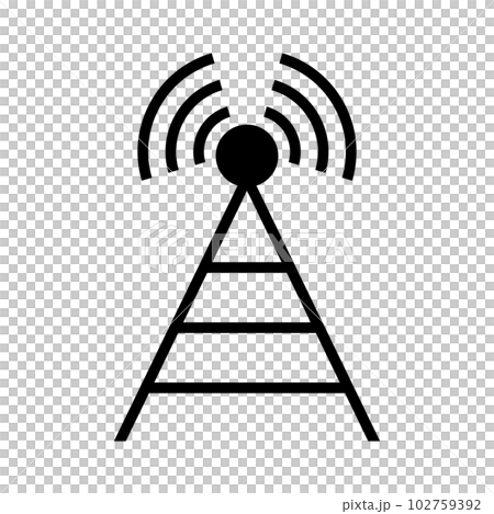 電波塔と発信される電波。ベクター。 102759392