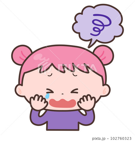 吹き出しともやもやする女の子 吹き出しともやもやする女の子 102760323