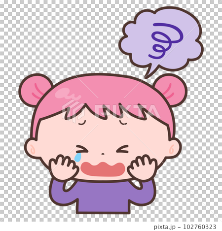 吹き出しともやもやする女の子 吹き出しともやもやする女の子 102760323