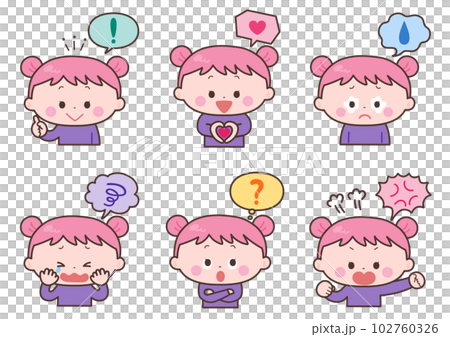 吹き出しと女の子のイラストセット 102760326