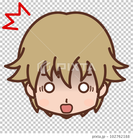 顔・表情アイコン（驚く・驚き・驚愕）/男性・若い【5】 102762188