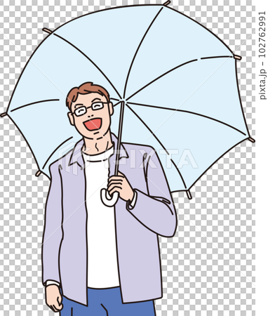 傘をさした笑顔の男性_パパ_お父さん_カラー_上半身 102762991