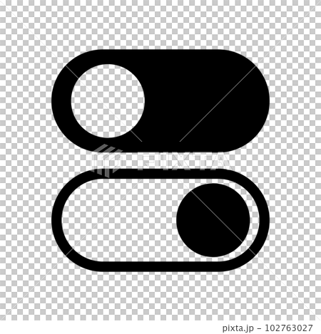 ONとOFFのスライダースイッチシルエットアイコン。ベクター。 102763027