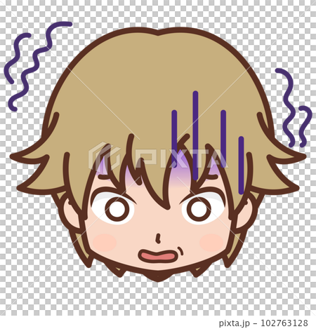 臉/面部表情圖標（害怕/蒼白）/男性/年輕[5] 102763128