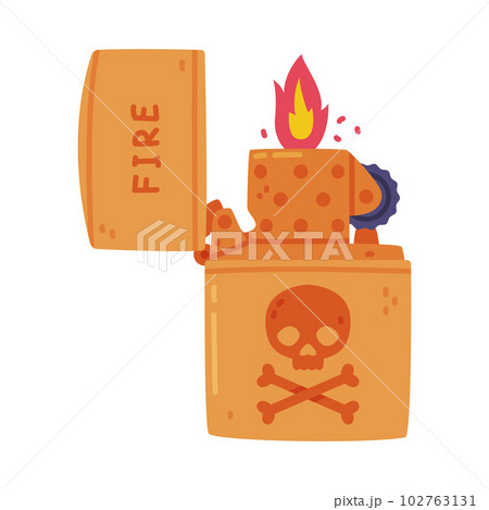 Lighter as Portable Device for Igniting Cigarette and Generating Flame Vector Illustration 102763131