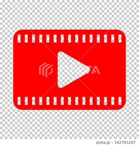 Red video play icon. motion picture film. vector. 102763207
