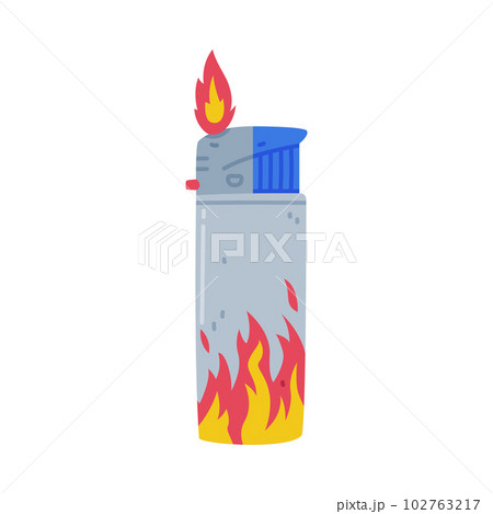 Metal Lighter as Portable Device for Igniting Cigarette and Generating Flame Vector Illustration Metal Lighter as Portable Device for Igniting Cigarette and Generating Flame Vector Illustration 102763217