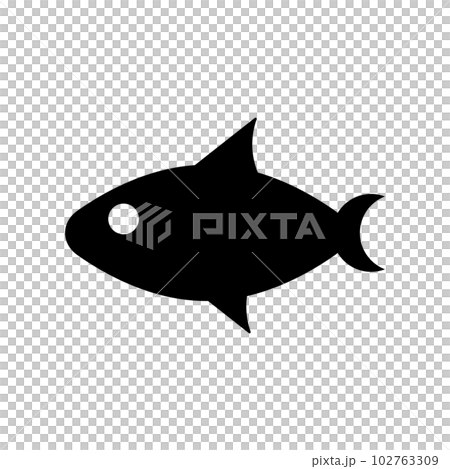 魚のシルエットアイコン。魚介類。ベクター。 102763309