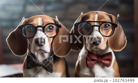 メガネをかけた犬,Generative AI AI画像 メガネをかけた犬,Generative AI AI画像 102763499
