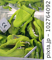 Close-up of toy dinosaurs on store shelves. 102764092