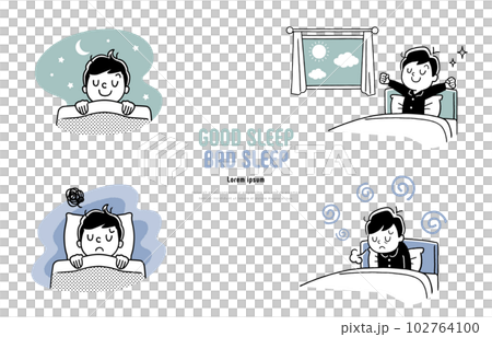 Vector illustration material: go to bed, wake up, sleep, wake up, child 102764100