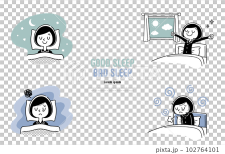 矢量插圖素材:睡覺起床睡覺起床女人 矢量插圖素材:睡覺起床睡覺起床女人 102764101