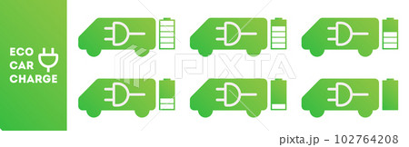 Charging eco car icons. Vector set icons isolated on white background Charging eco car icons. Vector set icons isolated on white background 102764208