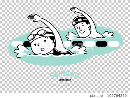 矢量插圖素材：在游泳池裡游泳，游泳，游泳 102764256