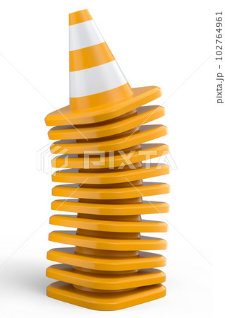 Set of traffic cones for under construction road work on white background. 102764961