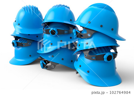 Heap of safety helmets or hard caps for carpentry work on white background Heap of safety helmets or hard caps for carpentry work on white background 102764984