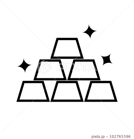 シンプルな輝く金の延べ棒アイコン。金塊。ベクター。 シンプルな輝く金の延べ棒アイコン。金塊。ベクター。 102765396