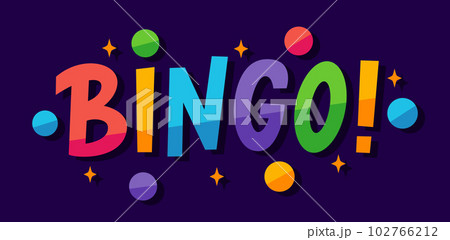BINGO logo with lottery balls and stars. Bingo game. Vector illustration lucky quote. Fortune text 102766212