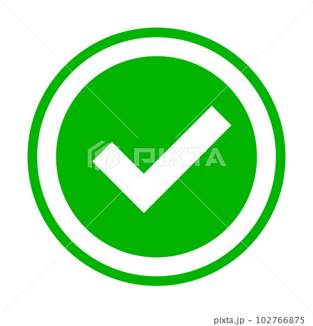 チェックマーク・丸型・緑色 102766875
