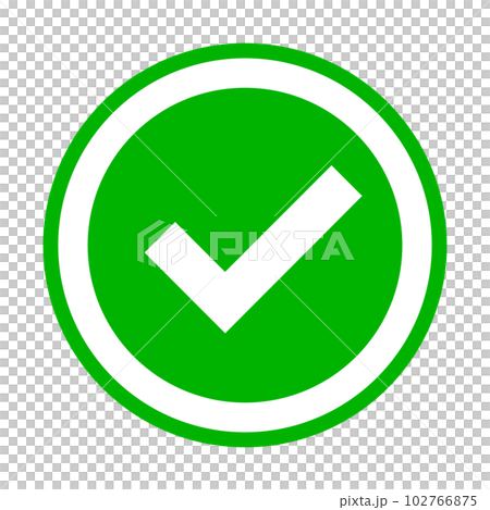 チェックマーク・丸型・緑色 102766875