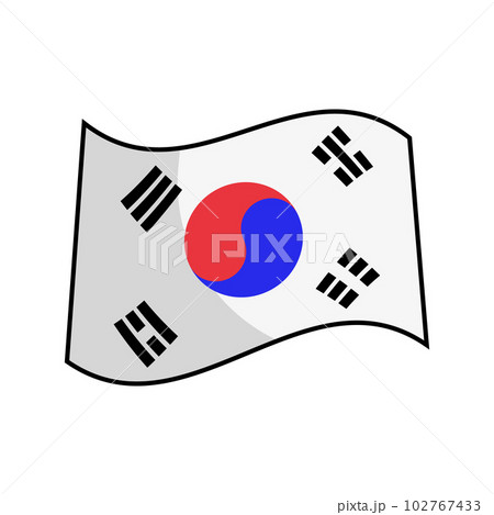 フラットデザインのなびく韓国国旗アイコン。ベクター。 102767433