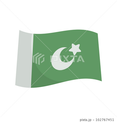 なびくパキスタン国旗のアイコン。ベクター。