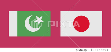 パキスタン国旗と日本国旗のアイコンセット。ベクター。