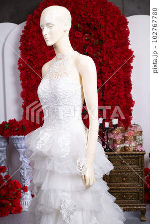 Bride wedding dress vintage style in studio Bride wedding dress vintage style in studio 102767780