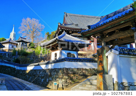 【長崎県】寺院と教会の見える風景（平戸ザビエル記念教会） 102767881