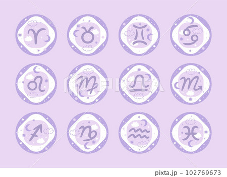 Set of astrological symbols. Horoscope elements. Vector graphics. Set of astrological symbols. Horoscope elements. Vector graphics. 102769673
