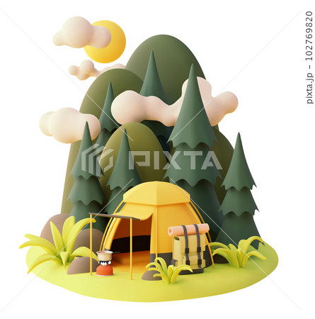 Vector camping tent in the forest Vector camping tent in the forest 102769820