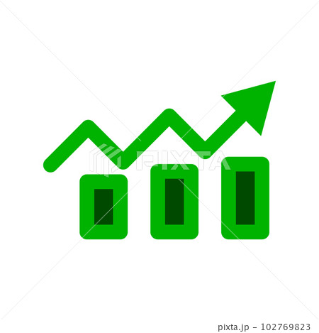 フラットデザインの上昇棒グラフアイコン。ベクター。 フラットデザインの上昇棒グラフアイコン。ベクター。 102769823